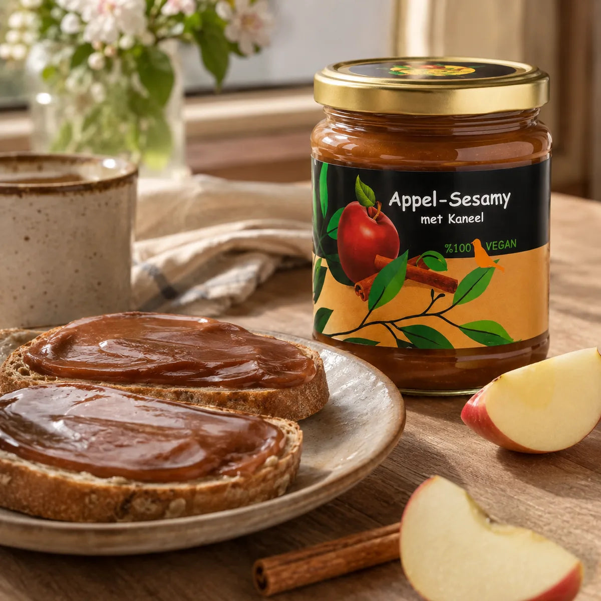 Appel–Sesampasta met Kaneel
