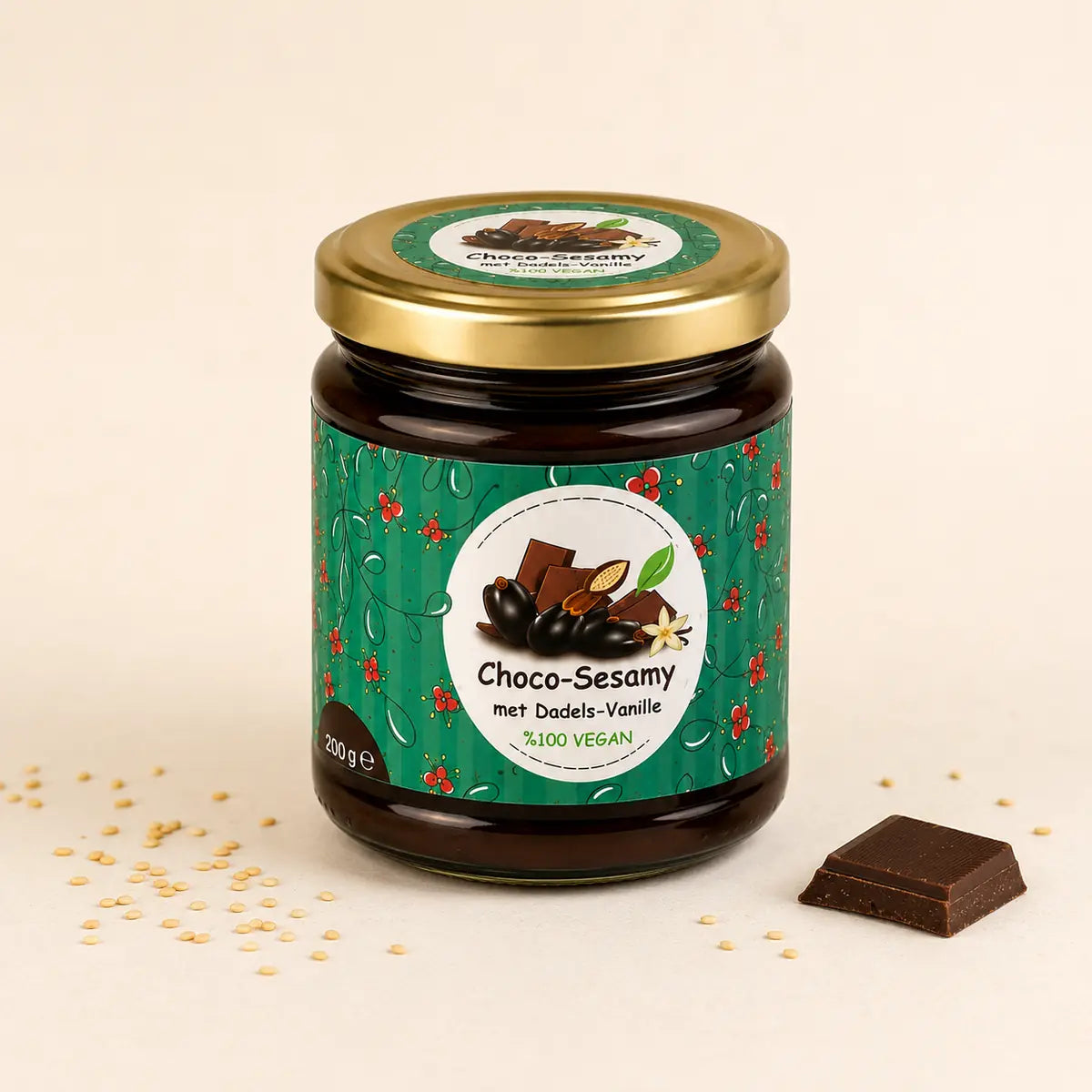 Chocolade–Sesampasta met Dadels en Vanille