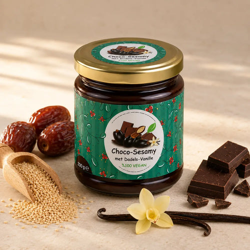 Chocolade–Sesampasta met Dadels en Vanille