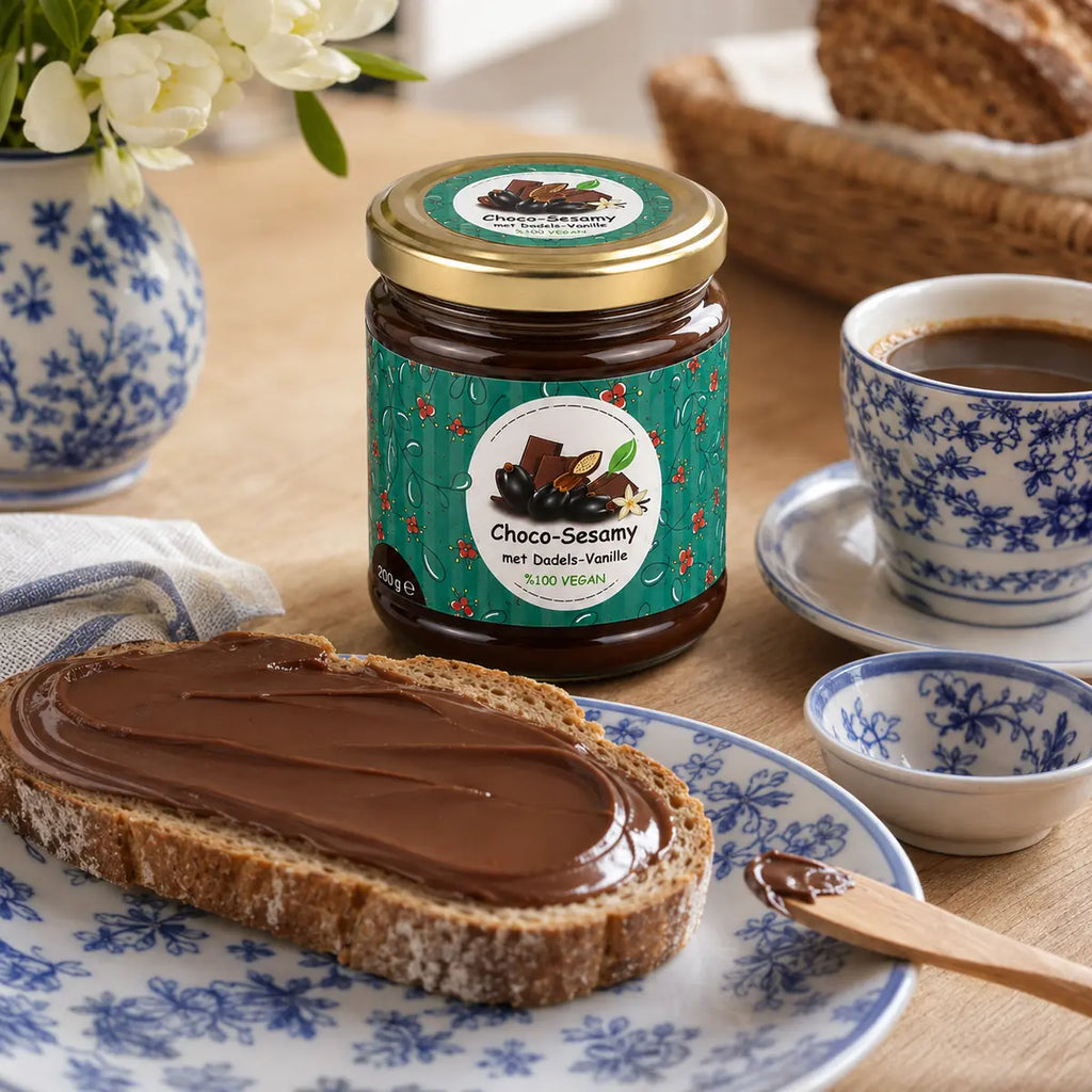 Chocolade–Sesampasta met Dadels en Vanille