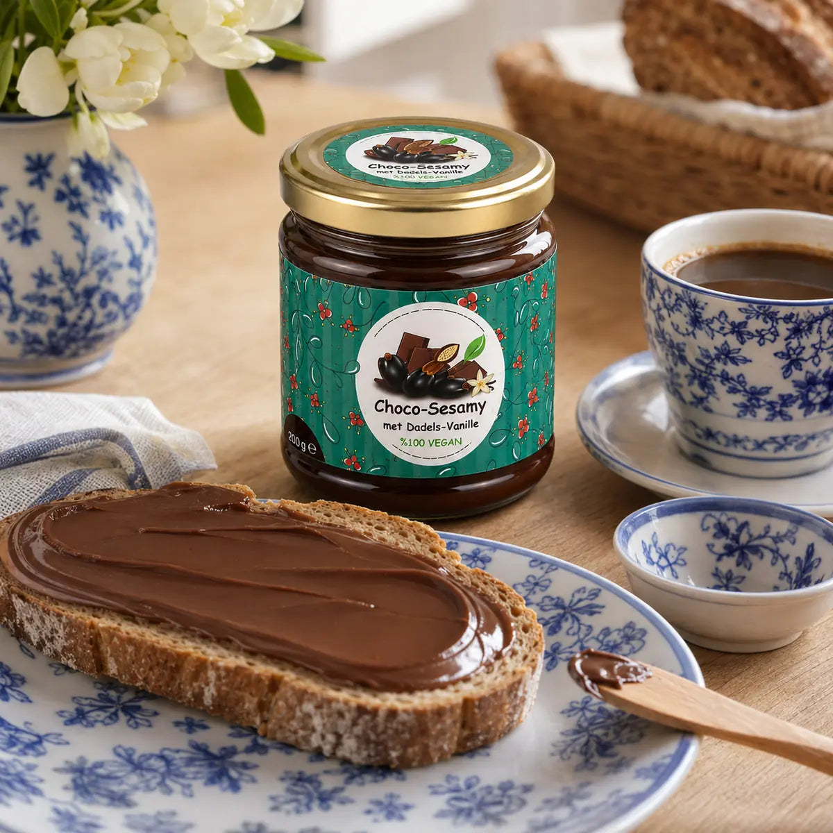 Chocolade–Sesampasta met Dadels en Vanille