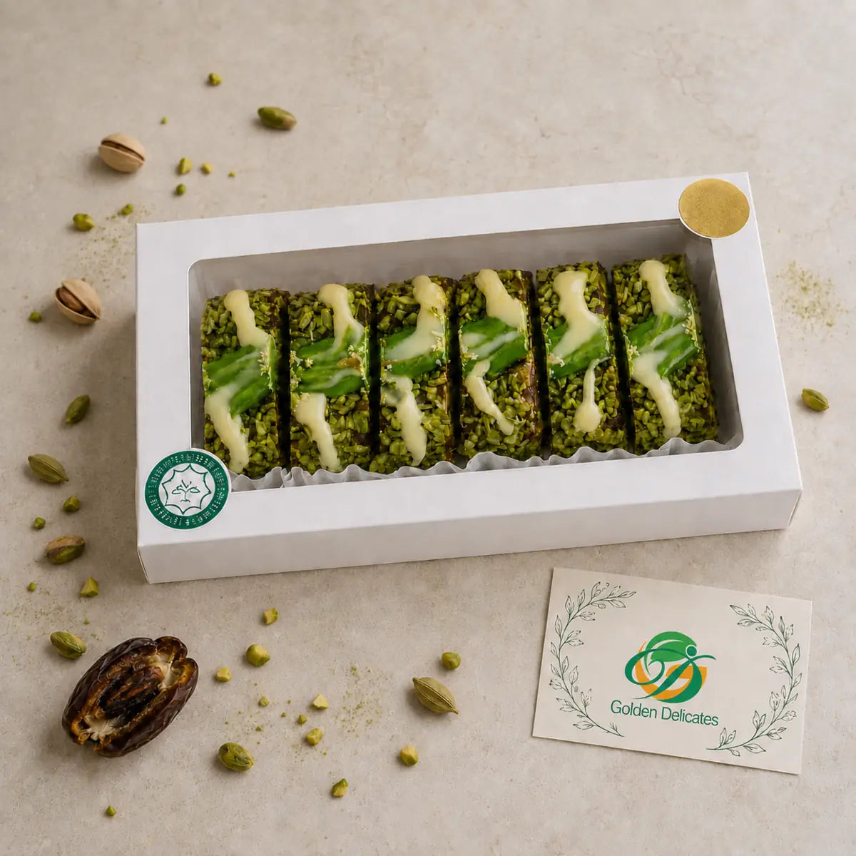 Dadelrol met Pistache en Matcha