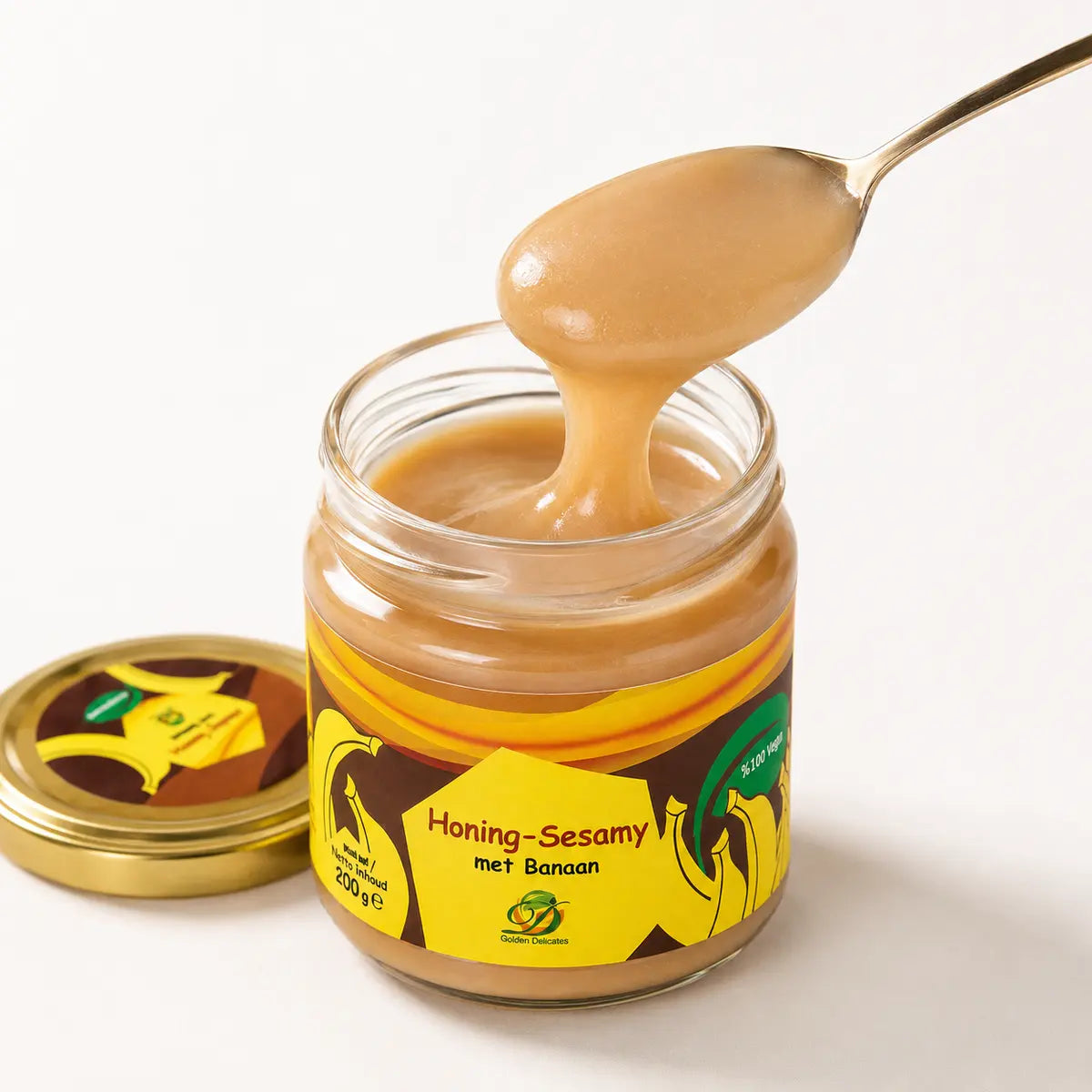Honing–Sesampasta met Banaan